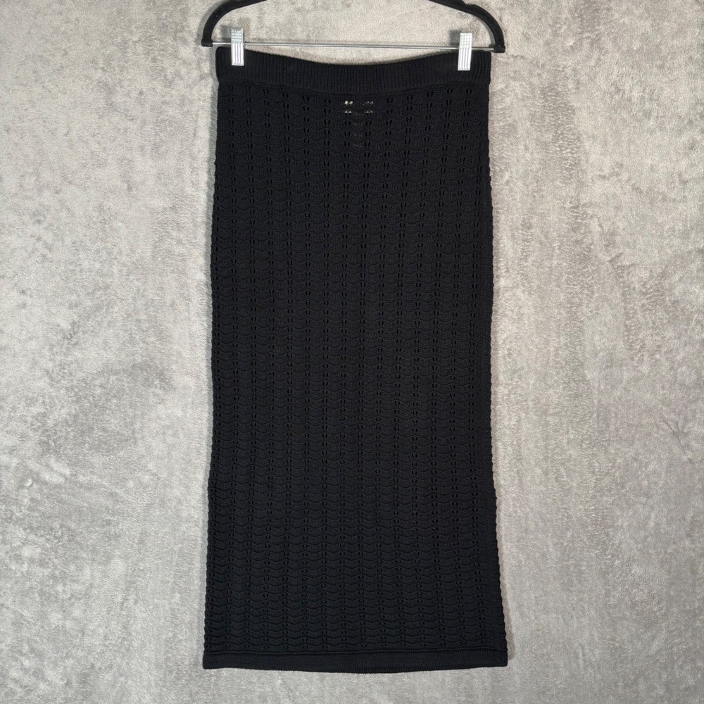 LAUDE the Label Black 100% Cotton Pointelle Crochet Midi Skirt Small Handmade